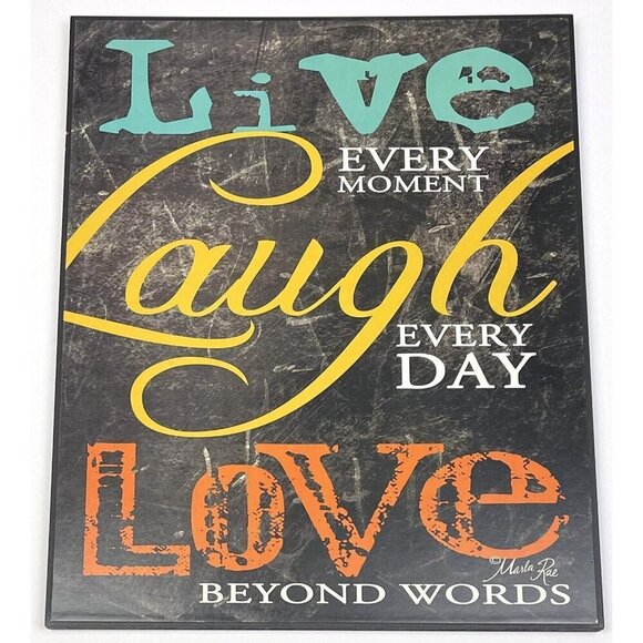 10.75"x13.75" MARLA RAE Black LIVE LAUGH LOVE Wooden WALL ART WM120223 EUC - Picture 1 of 3